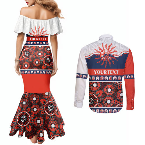 Roosters NAIDOC Week Personalised Couples Matching Mermaid Dress and Long Sleeve Button Shirt Aboriginal Torres Strait Islanders Vibe