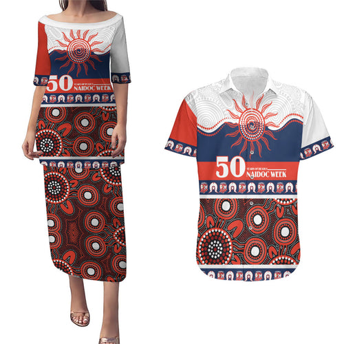 Roosters NAIDOC Week Personalised Couples Matching Puletasi and Hawaiian Shirt Aboriginal Torres Strait Islanders Vibe