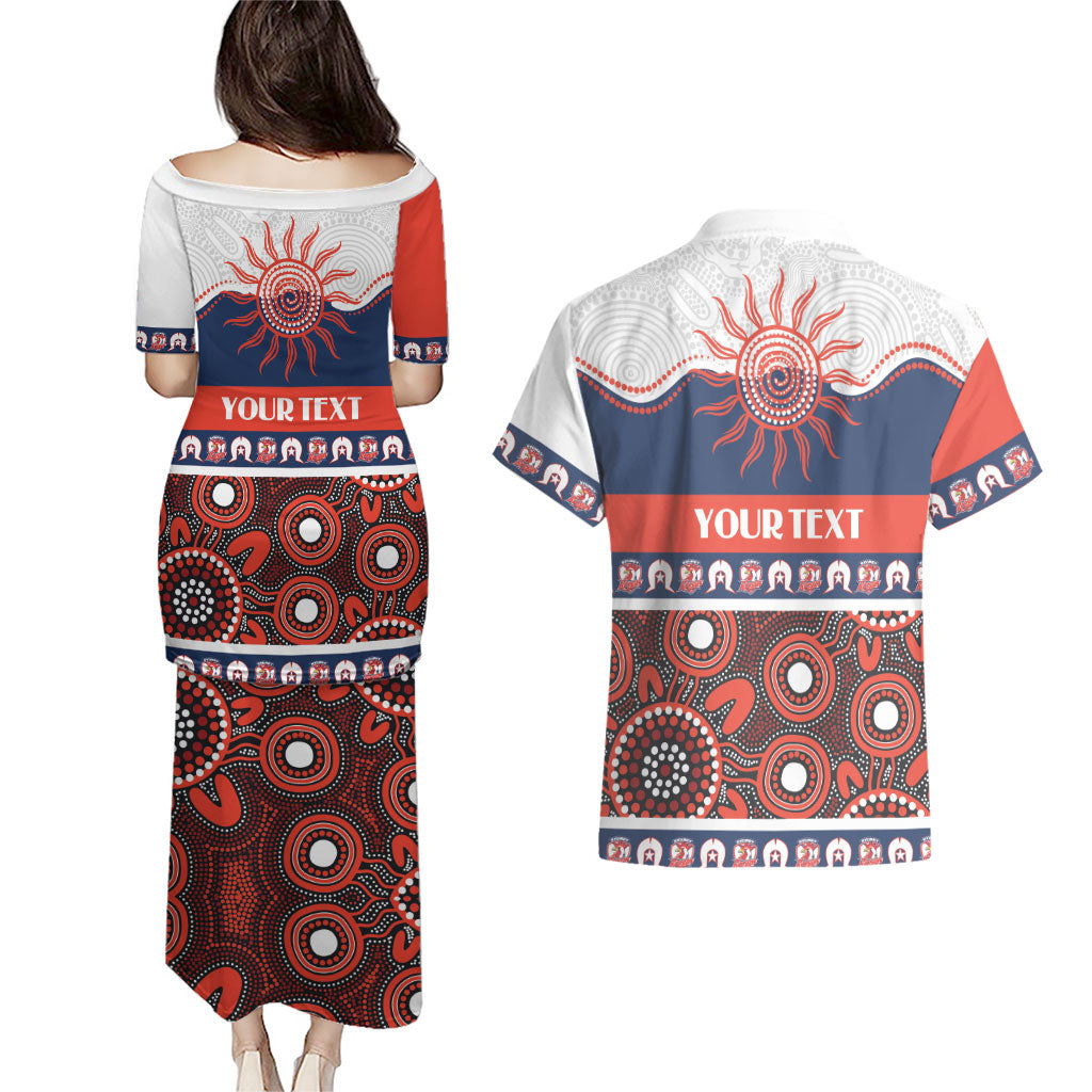 Roosters NAIDOC Week Personalised Couples Matching Puletasi and Hawaiian Shirt Aboriginal Torres Strait Islanders Vibe