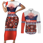 Roosters NAIDOC Week Personalised Couples Matching Short Sleeve Bodycon Dress and Long Sleeve Button Shirt Aboriginal Torres Strait Islanders Vibe