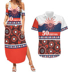 Roosters NAIDOC Week Personalised Couples Matching Summer Maxi Dress and Hawaiian Shirt Aboriginal Torres Strait Islanders Vibe