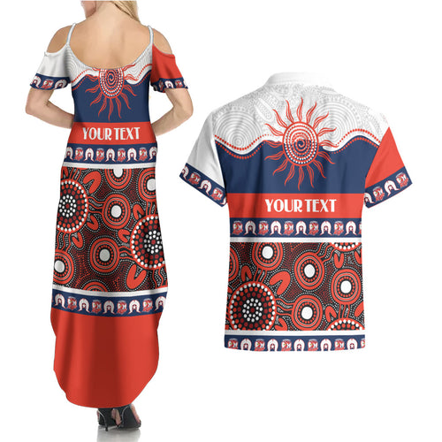 Roosters NAIDOC Week Personalised Couples Matching Summer Maxi Dress and Hawaiian Shirt Aboriginal Torres Strait Islanders Vibe