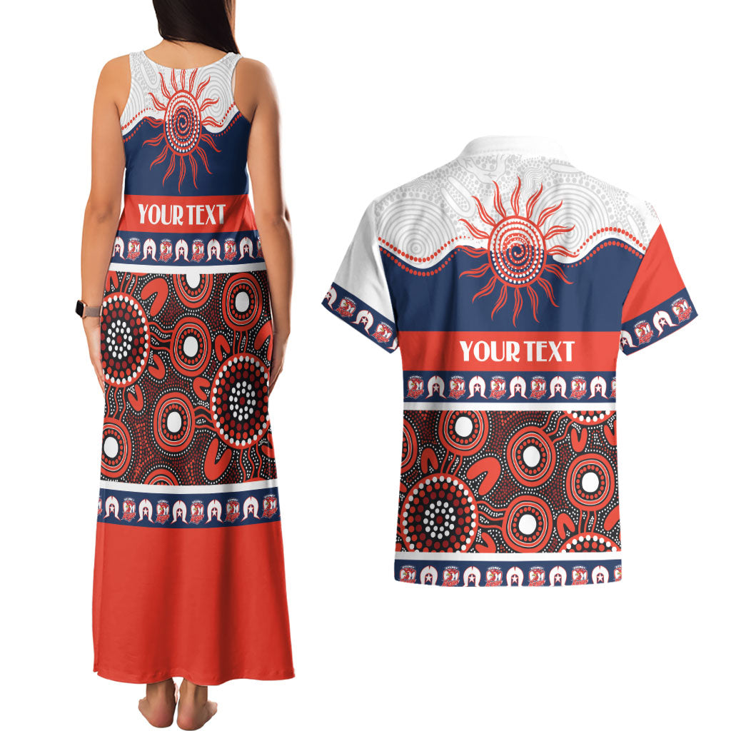 Roosters NAIDOC Week Personalised Couples Matching Tank Maxi Dress and Hawaiian Shirt Aboriginal Torres Strait Islanders Vibe