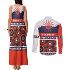 Roosters NAIDOC Week Personalised Couples Matching Tank Maxi Dress and Long Sleeve Button Shirt Aboriginal Torres Strait Islanders Vibe