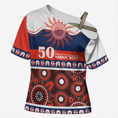 Roosters NAIDOC Week Personalised Cross Shoulder Shirt Aboriginal Torres Strait Islanders Vibe