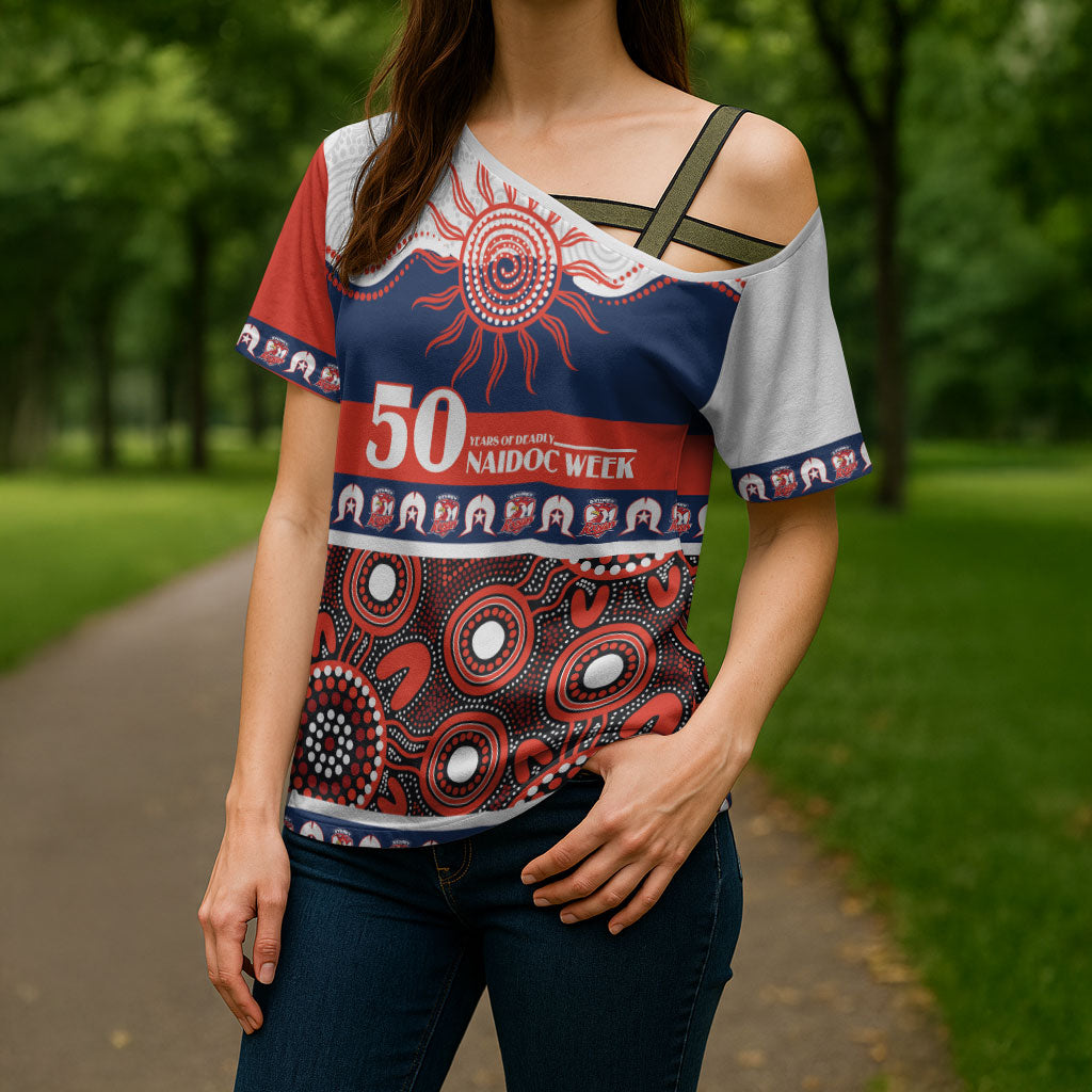 Roosters NAIDOC Week Personalised Cross Shoulder Shirt Aboriginal Torres Strait Islanders Vibe
