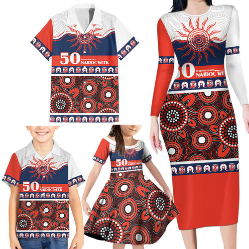 Roosters NAIDOC Week Personalised Family Matching Long Sleeve Bodycon Dress and Hawaiian Shirt Aboriginal Torres Strait Islanders Vibe