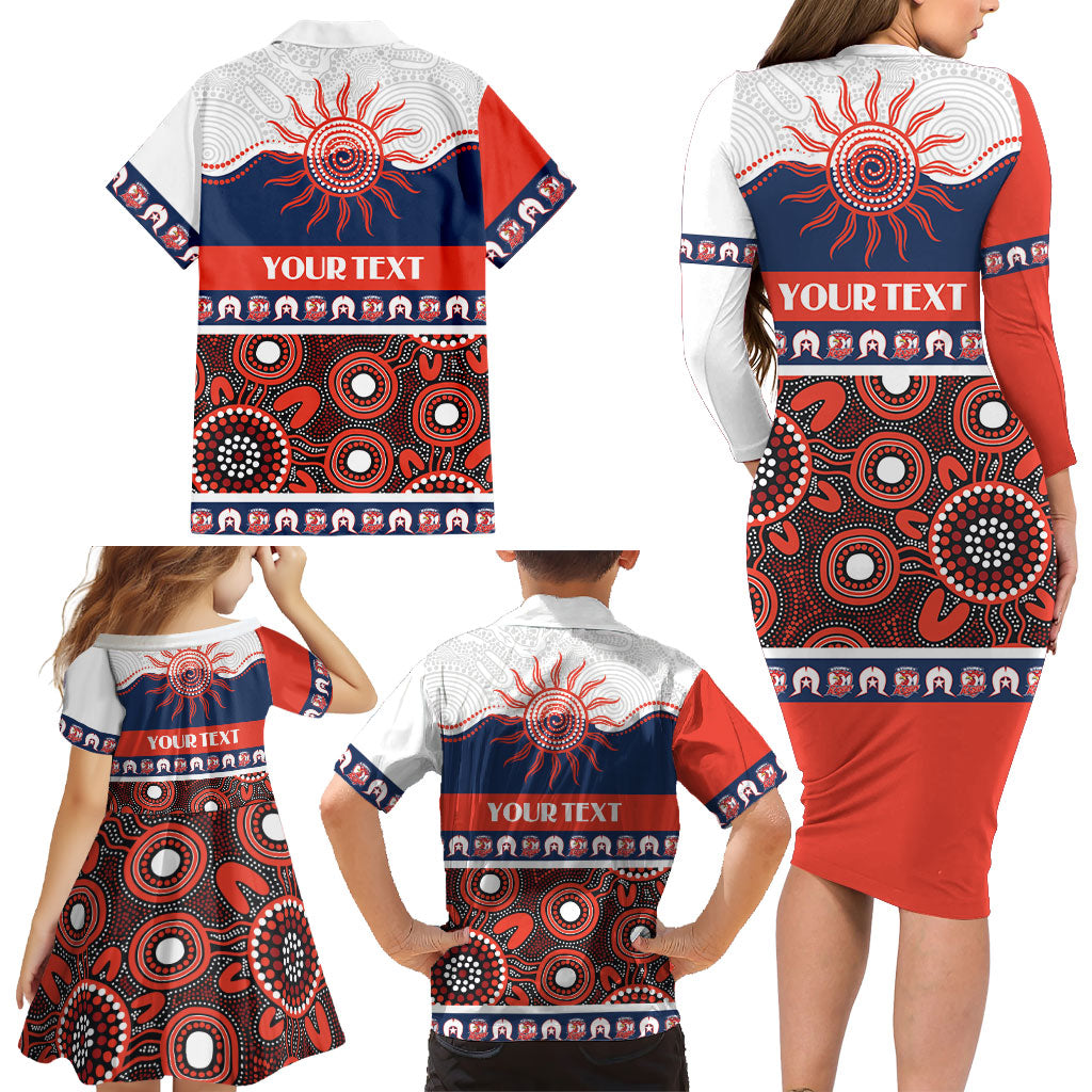Roosters NAIDOC Week Personalised Family Matching Long Sleeve Bodycon Dress and Hawaiian Shirt Aboriginal Torres Strait Islanders Vibe