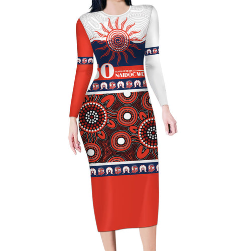 Roosters NAIDOC Week Personalised Family Matching Long Sleeve Bodycon Dress and Hawaiian Shirt Aboriginal Torres Strait Islanders Vibe