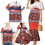 Roosters NAIDOC Week Personalised Family Matching Mermaid Dress and Hawaiian Shirt Aboriginal Torres Strait Islanders Vibe