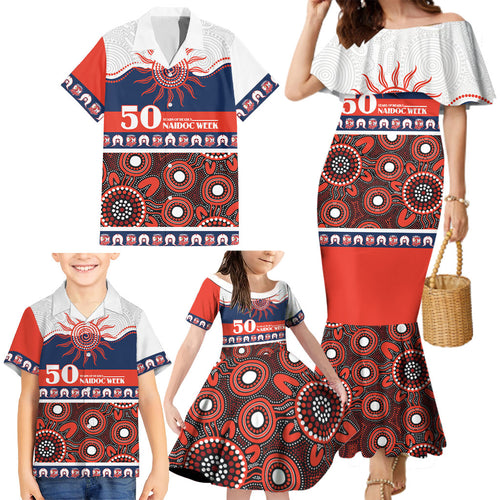 Roosters NAIDOC Week Personalised Family Matching Mermaid Dress and Hawaiian Shirt Aboriginal Torres Strait Islanders Vibe