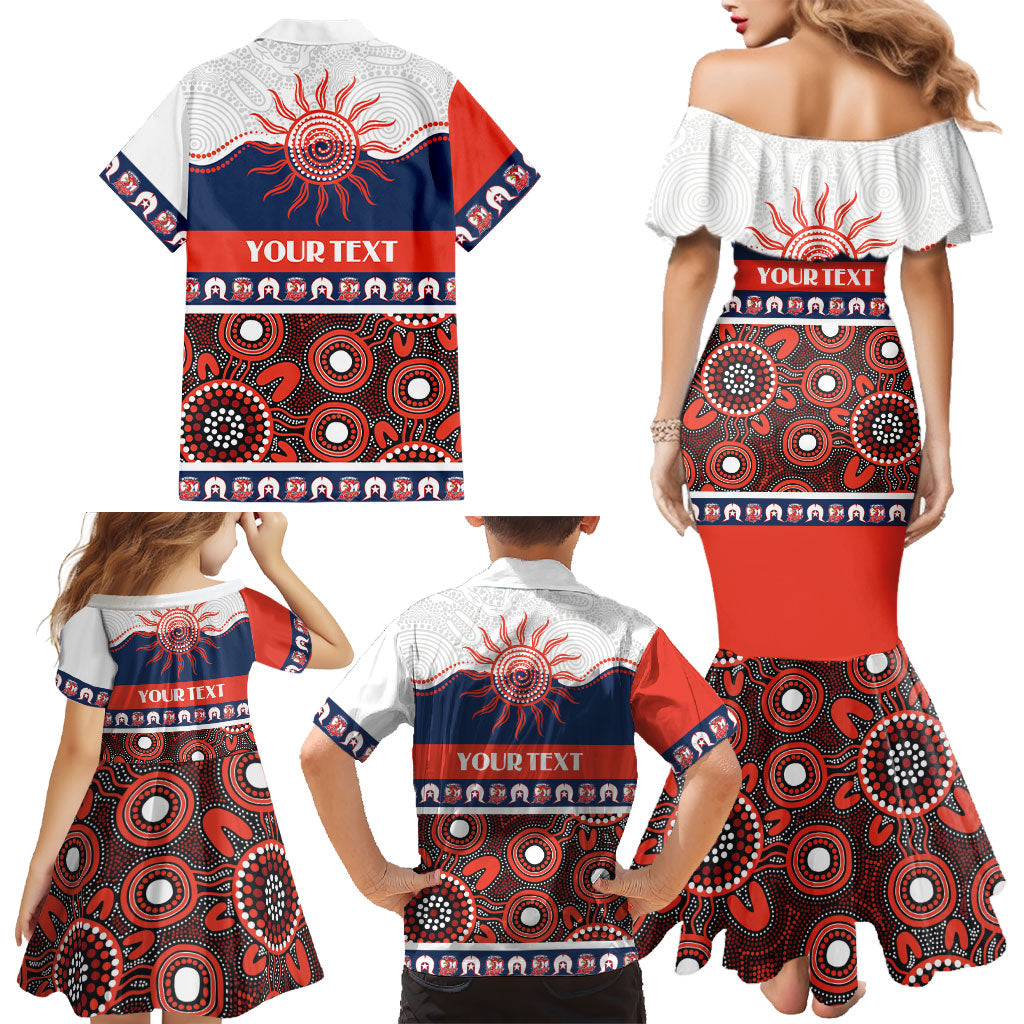 Roosters NAIDOC Week Personalised Family Matching Mermaid Dress and Hawaiian Shirt Aboriginal Torres Strait Islanders Vibe