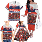Roosters NAIDOC Week Personalised Family Matching Off The Shoulder Long Sleeve Dress and Hawaiian Shirt Aboriginal Torres Strait Islanders Vibe