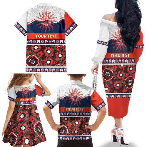 Roosters NAIDOC Week Personalised Family Matching Off The Shoulder Long Sleeve Dress and Hawaiian Shirt Aboriginal Torres Strait Islanders Vibe