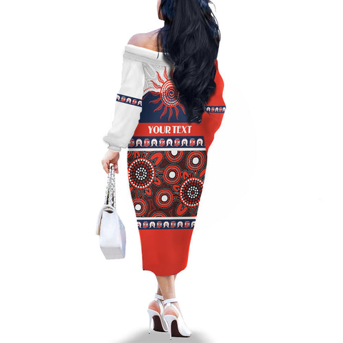 Roosters NAIDOC Week Personalised Family Matching Off The Shoulder Long Sleeve Dress and Hawaiian Shirt Aboriginal Torres Strait Islanders Vibe