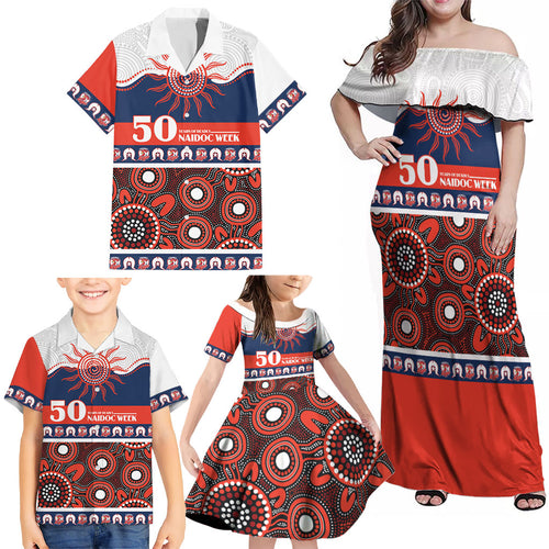 Roosters NAIDOC Week Personalised Family Matching Off Shoulder Maxi Dress and Hawaiian Shirt Aboriginal Torres Strait Islanders Vibe