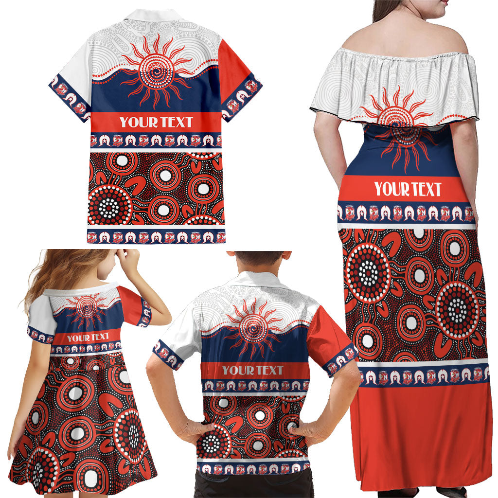 Roosters NAIDOC Week Personalised Family Matching Off Shoulder Maxi Dress and Hawaiian Shirt Aboriginal Torres Strait Islanders Vibe
