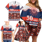 Roosters NAIDOC Week Personalised Family Matching Off Shoulder Short Dress and Hawaiian Shirt Aboriginal Torres Strait Islanders Vibe