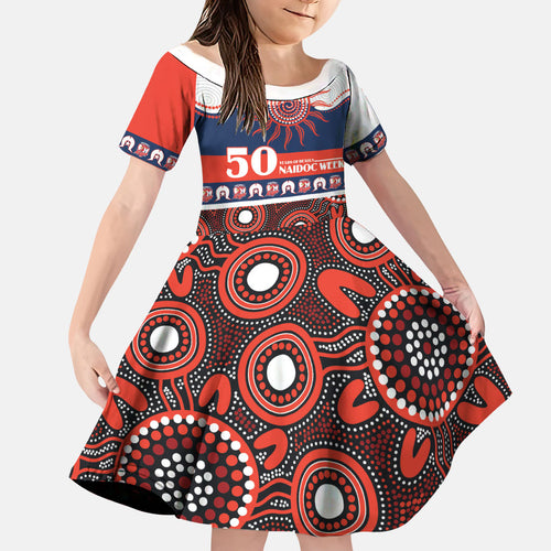 Roosters NAIDOC Week Personalised Family Matching Off Shoulder Short Dress and Hawaiian Shirt Aboriginal Torres Strait Islanders Vibe
