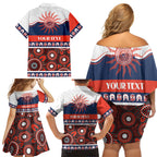Roosters NAIDOC Week Personalised Family Matching Off Shoulder Short Dress and Hawaiian Shirt Aboriginal Torres Strait Islanders Vibe