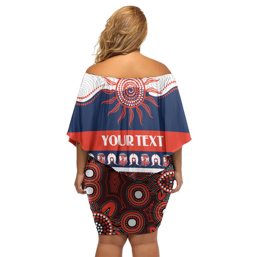 Roosters NAIDOC Week Personalised Family Matching Off Shoulder Short Dress and Hawaiian Shirt Aboriginal Torres Strait Islanders Vibe