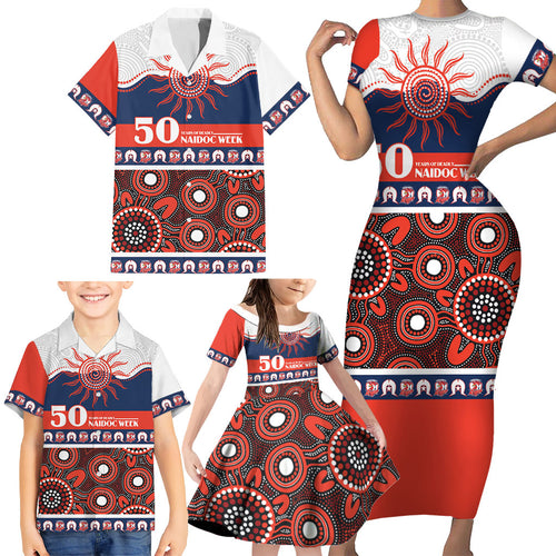 Roosters NAIDOC Week Personalised Family Matching Short Sleeve Bodycon Dress and Hawaiian Shirt Aboriginal Torres Strait Islanders Vibe
