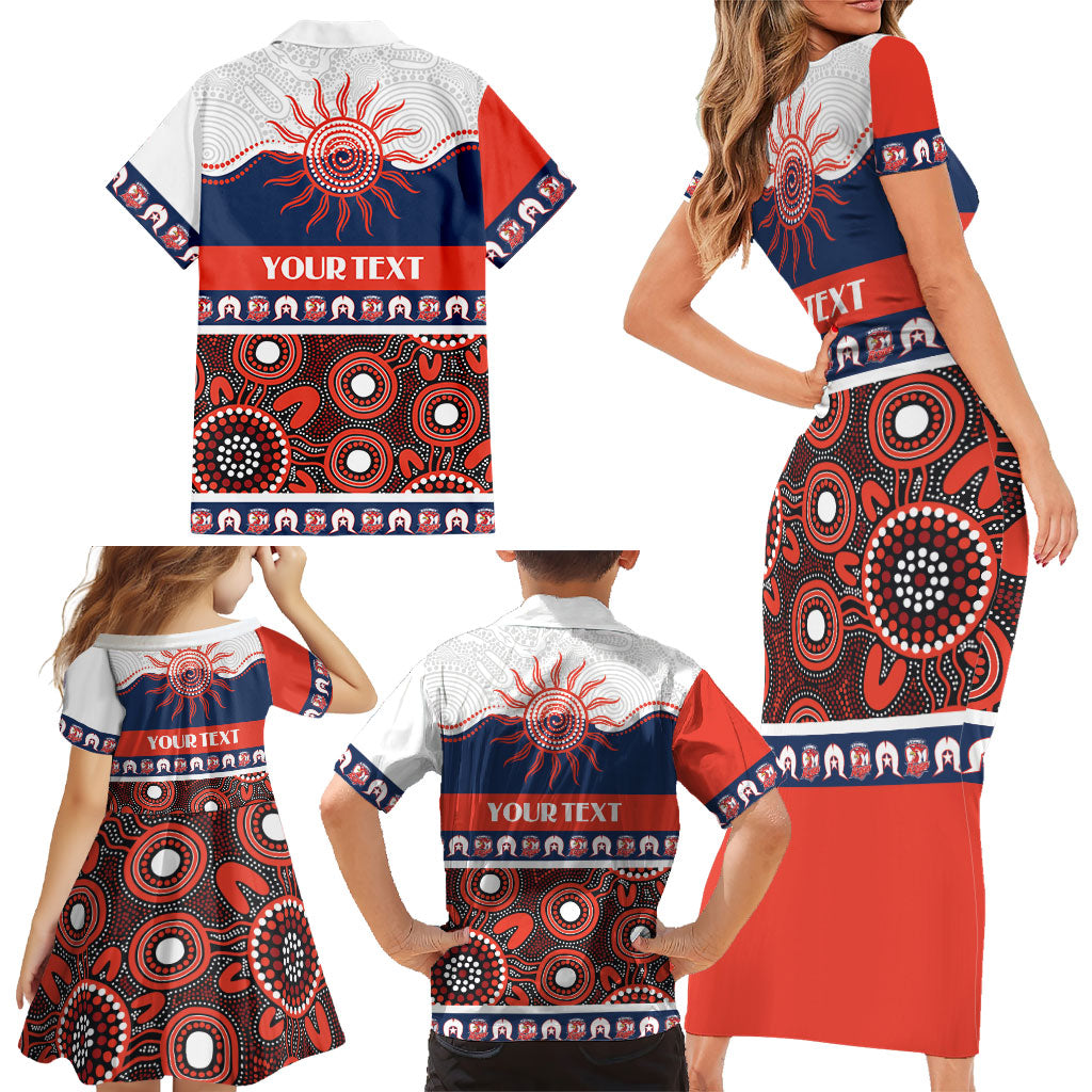 Roosters NAIDOC Week Personalised Family Matching Short Sleeve Bodycon Dress and Hawaiian Shirt Aboriginal Torres Strait Islanders Vibe