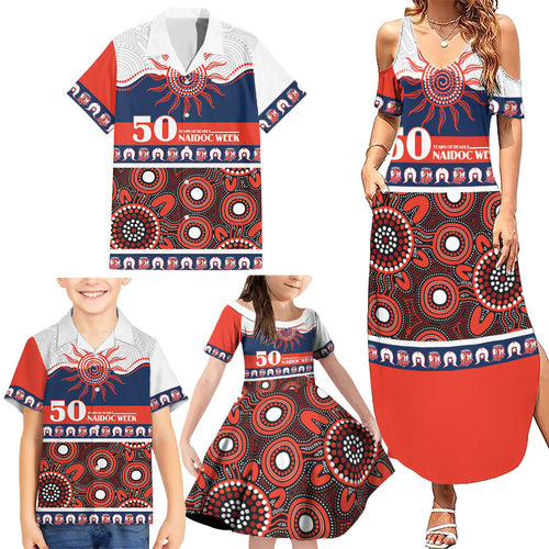 Roosters NAIDOC Week Personalised Family Matching Summer Maxi Dress and Hawaiian Shirt Aboriginal Torres Strait Islanders Vibe