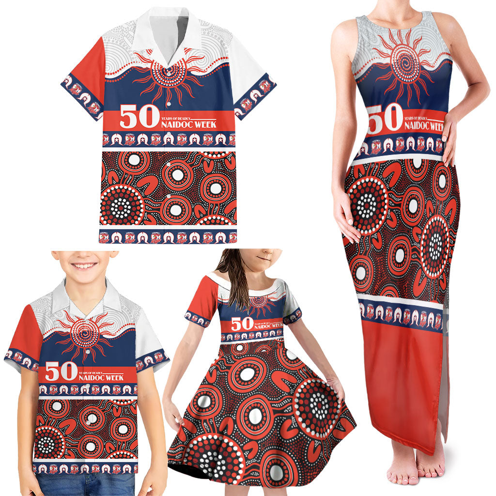 Roosters NAIDOC Week Personalised Family Matching Tank Maxi Dress and Hawaiian Shirt Aboriginal Torres Strait Islanders Vibe