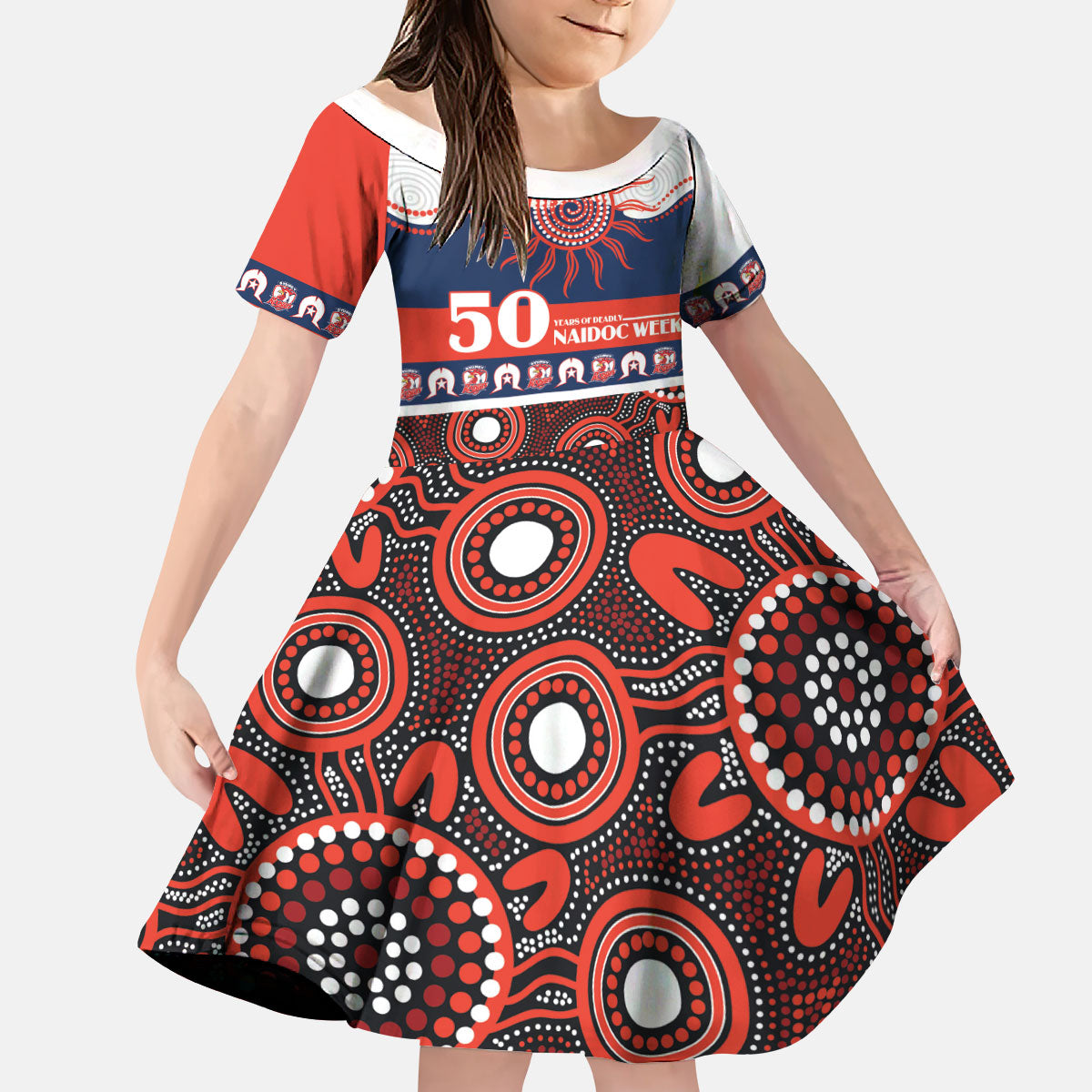 Roosters NAIDOC Week Personalised Kid Short Sleeve Dress Aboriginal Torres Strait Islanders Vibe