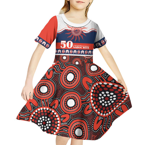 Roosters NAIDOC Week Personalised Kid Short Sleeve Dress Aboriginal Torres Strait Islanders Vibe