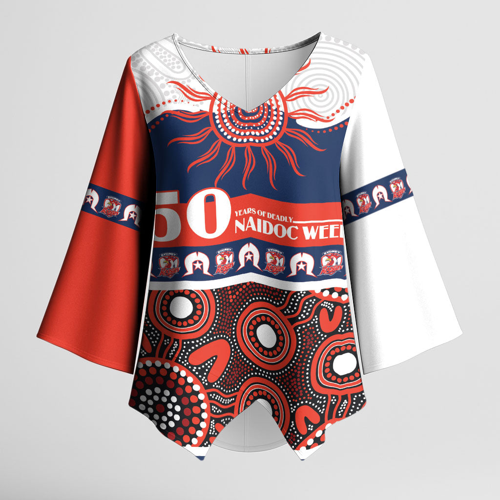 Roosters NAIDOC Week Personalised Kimono Sleeve Blouse Aboriginal Torres Strait Islanders Vibe