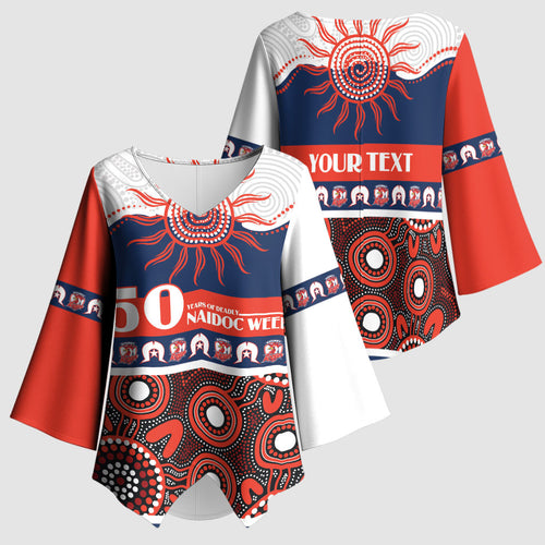 Roosters NAIDOC Week Personalised Kimono Sleeve Blouse Aboriginal Torres Strait Islanders Vibe