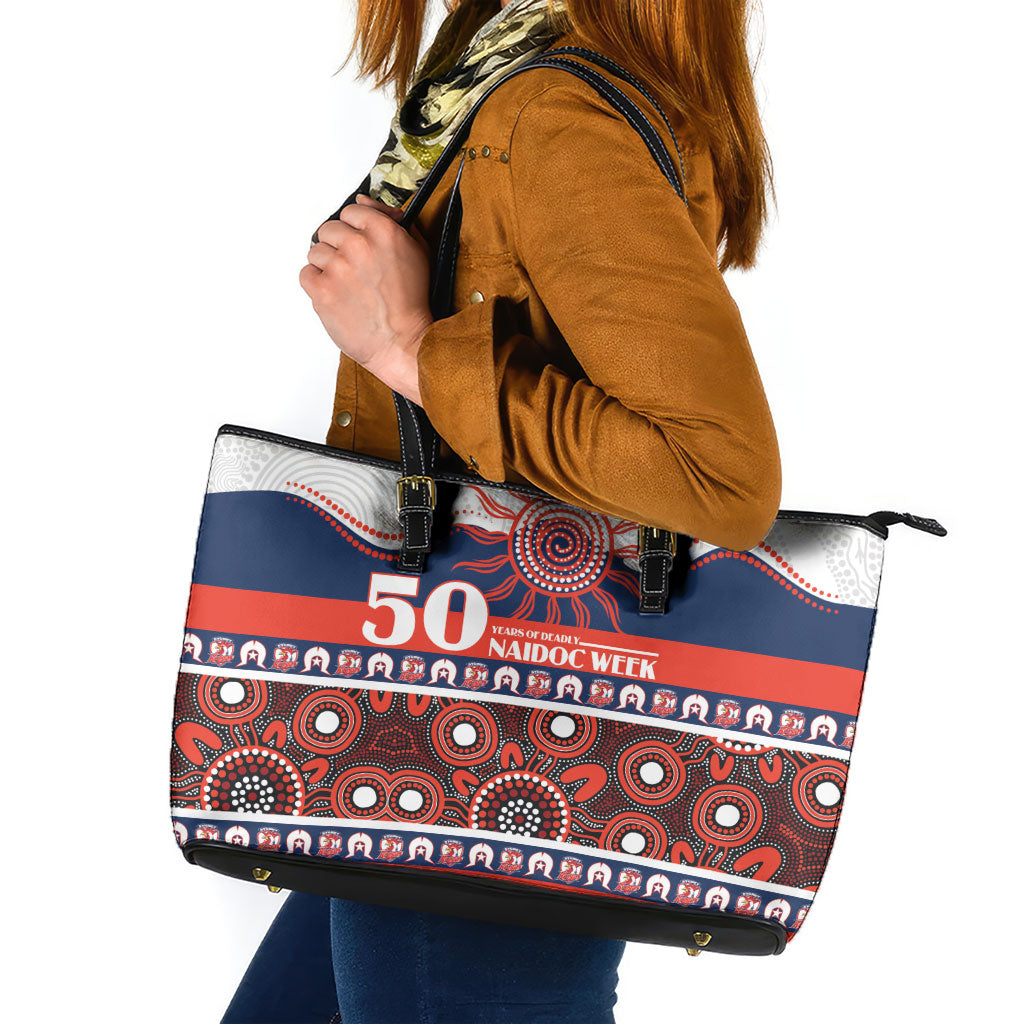 Roosters NAIDOC Week Leather Tote Bag Aboriginal Torres Strait Islanders Vibe