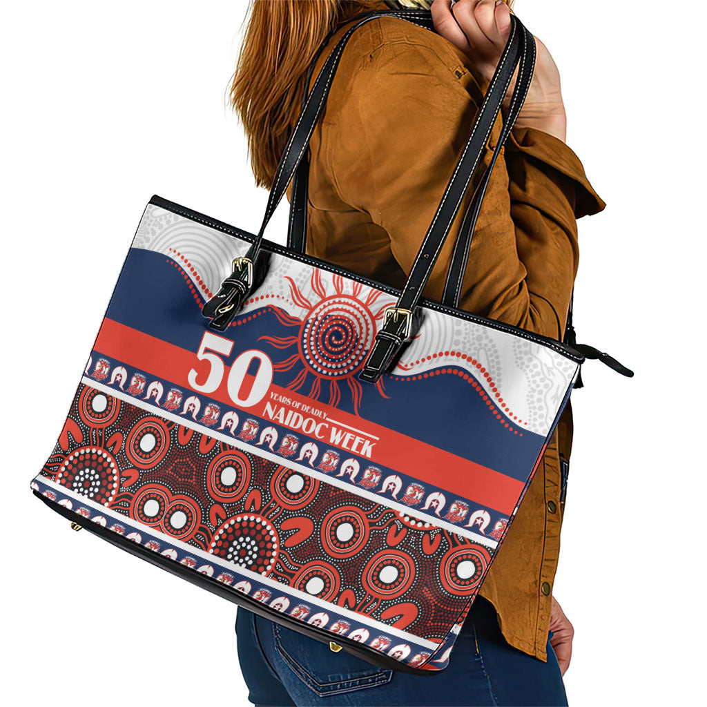 Roosters NAIDOC Week Leather Tote Bag Aboriginal Torres Strait Islanders Vibe