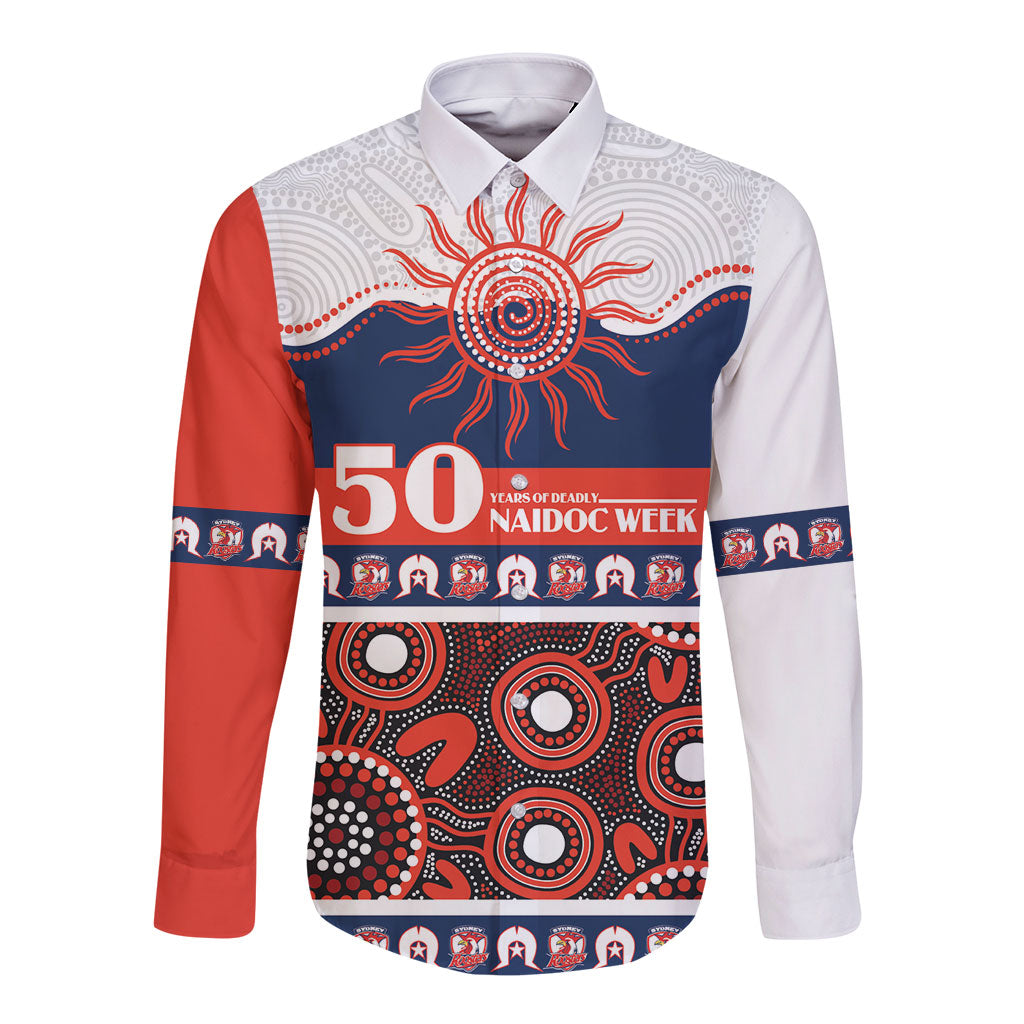 Roosters NAIDOC Week Personalised Long Sleeve Button Shirt Aboriginal Torres Strait Islanders Vibe