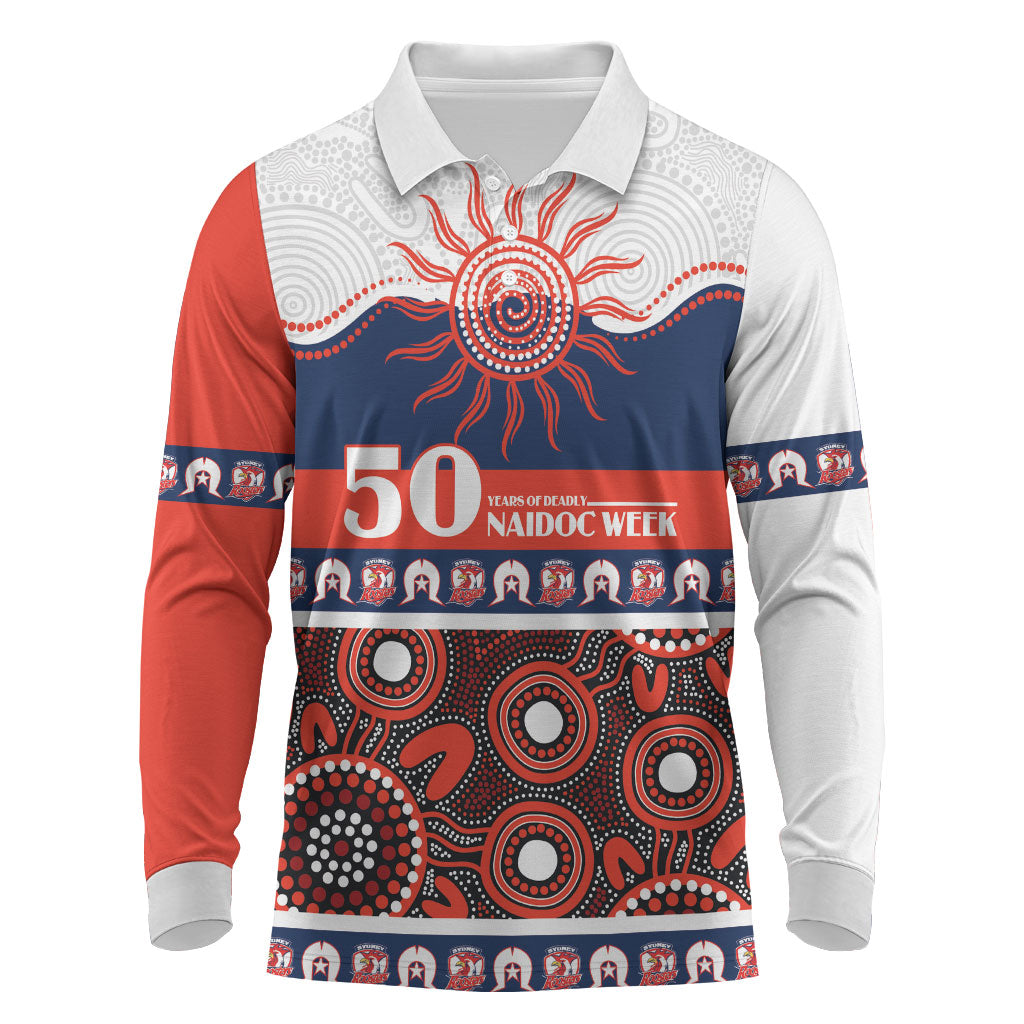 Roosters NAIDOC Week Personalised Long Sleeve Polo Shirt Aboriginal Torres Strait Islanders Vibe