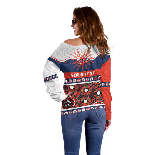 Roosters NAIDOC Week Personalised Off Shoulder Sweater Aboriginal Torres Strait Islanders Vibe