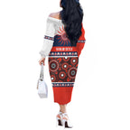 Roosters NAIDOC Week Personalised Off The Shoulder Long Sleeve Dress Aboriginal Torres Strait Islanders Vibe