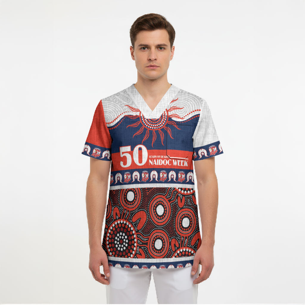 Roosters NAIDOC Week Personalised Scrub Top Aboriginal Torres Strait Islanders Vibe