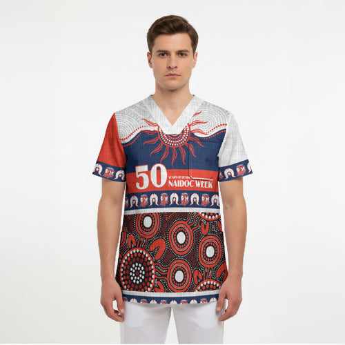 Roosters NAIDOC Week Personalised Scrub Top Aboriginal Torres Strait Islanders Vibe