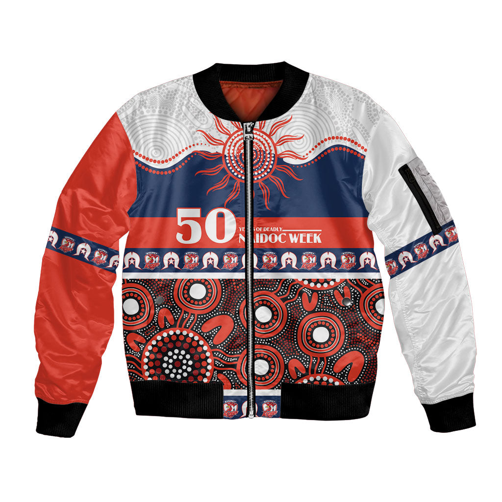 Roosters NAIDOC Week Personalised Sleeve Zip Bomber Jacket Aboriginal Torres Strait Islanders Vibe