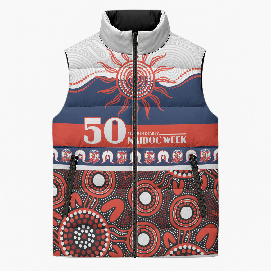Roosters NAIDOC Week Personalised Sleeveless Puffer Jacket Aboriginal Torres Strait Islanders Vibe