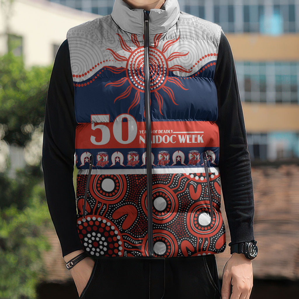 Roosters NAIDOC Week Personalised Sleeveless Puffer Jacket Aboriginal Torres Strait Islanders Vibe