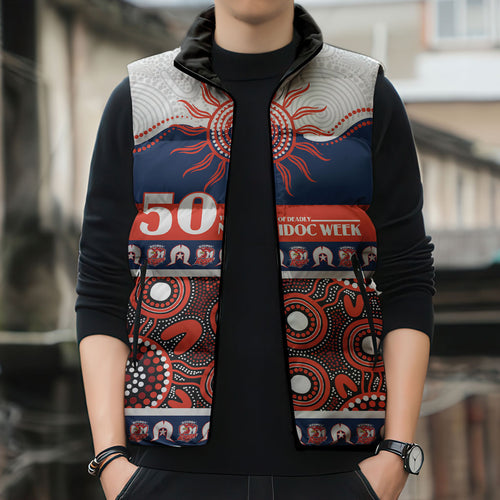 Roosters NAIDOC Week Personalised Sleeveless Puffer Jacket Aboriginal Torres Strait Islanders Vibe