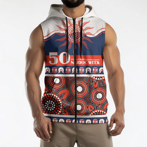 Roosters NAIDOC Week Personalised Sleeveless Zip Hoodie Aboriginal Torres Strait Islanders Vibe