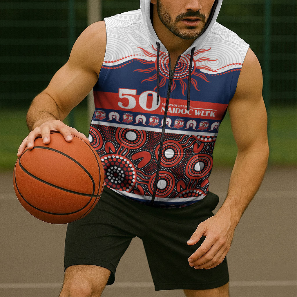 Roosters NAIDOC Week Personalised Sleeveless Zip Hoodie Aboriginal Torres Strait Islanders Vibe