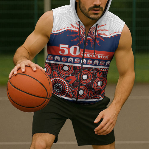 Roosters NAIDOC Week Personalised Sleeveless Zip Hoodie Aboriginal Torres Strait Islanders Vibe