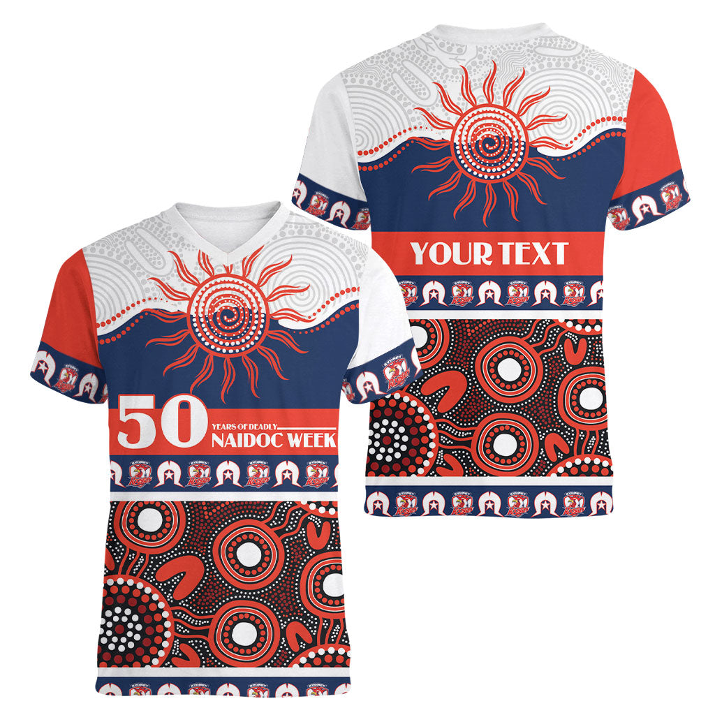 Roosters NAIDOC Week Personalised Women V-Neck T-Shirt Aboriginal Torres Strait Islanders Vibe