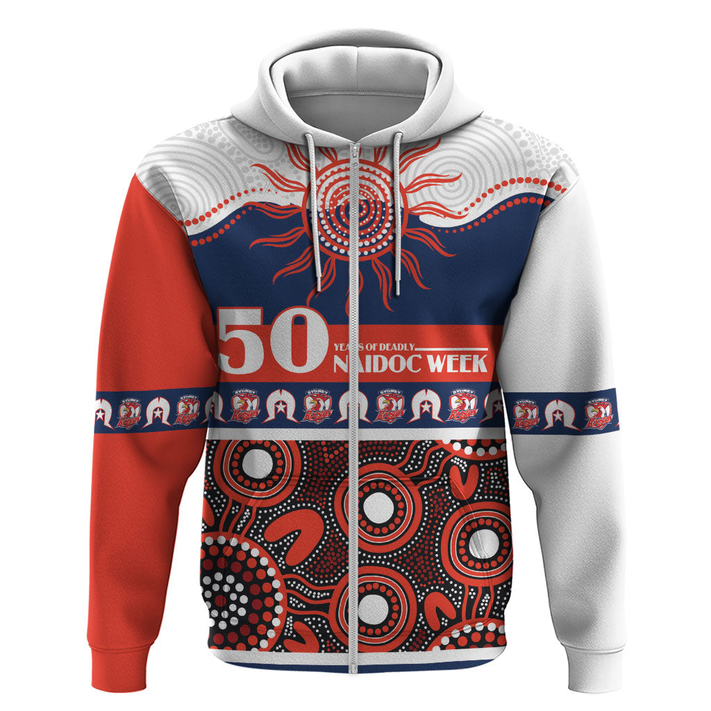 Roosters NAIDOC Week Personalised Zip Hoodie Aboriginal Torres Strait Islanders Vibe
